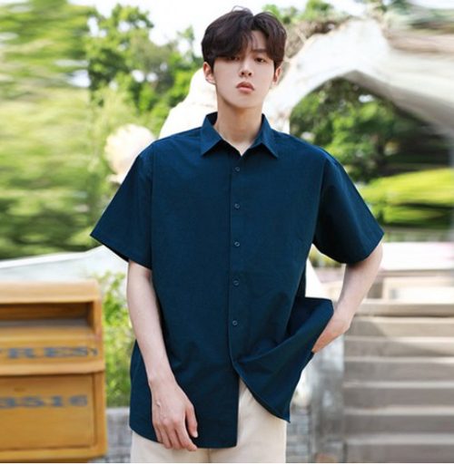 빅사이즈클럽 남성용 CRAMP 루즈핏 워싱 반팔 셔츠