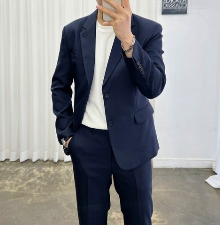 아도르클래식 남성용 폴링 캐주얼 빅 사이즈 슬림핏 정장 세트